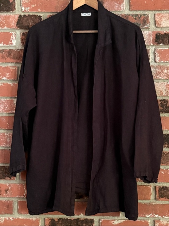 Match point Jackets & Blazers - MatchPoint USA Black Linen Open Front Lagenlook Relaxed Jacket Sz L